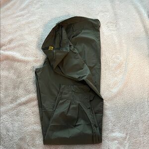 Olive Green Pleated Casual Trousers